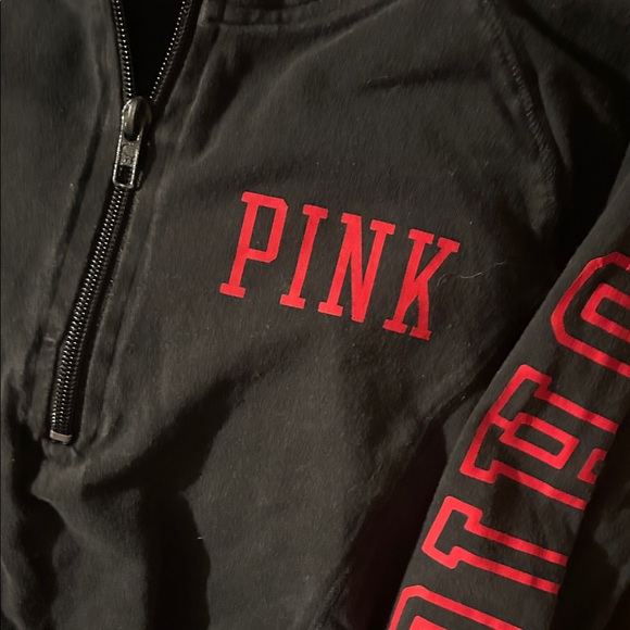 Black and Red PINK -victoria’s Secret  quarter Zip-Up Hoodie - Picture 2 of 6